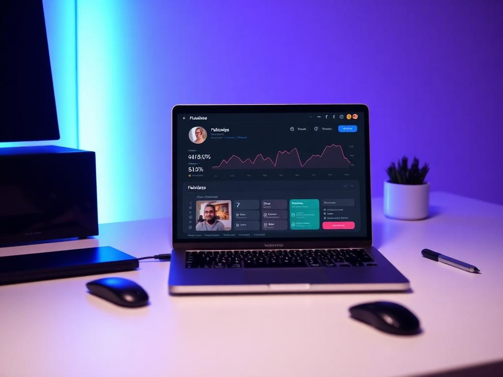 Laptop showing a social media analytics dashboard