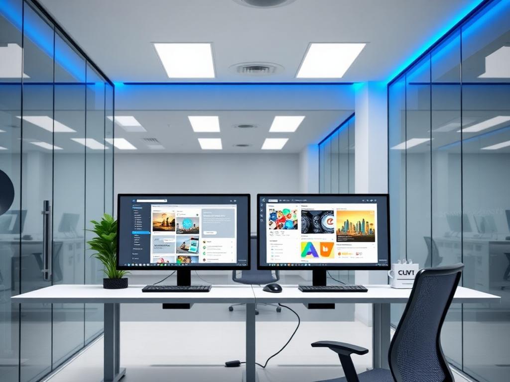 Modern digital marketing office workspace